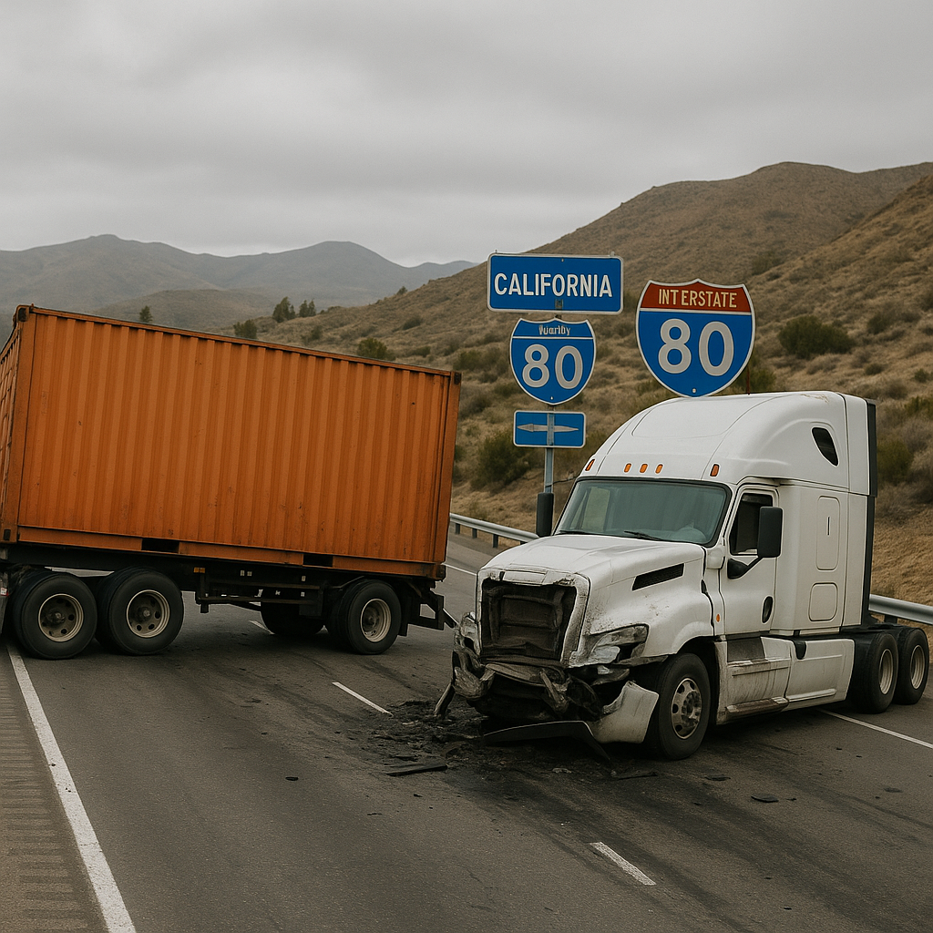 Illustration of California Nevada border truck crash patterns reveal critical safety insights