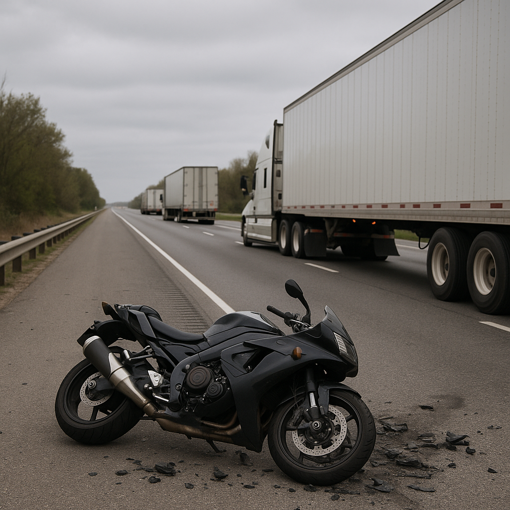 commercial truck corridors motorcycle crash risk illustration for Commercial truck corridors and motorcycle crash risk