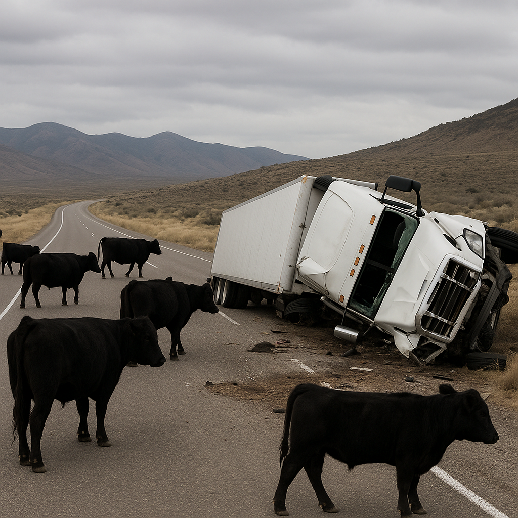 cattle on roads rural Nevada truck crashes illustration for How cattle on roads affect rural Nevada truck crashes