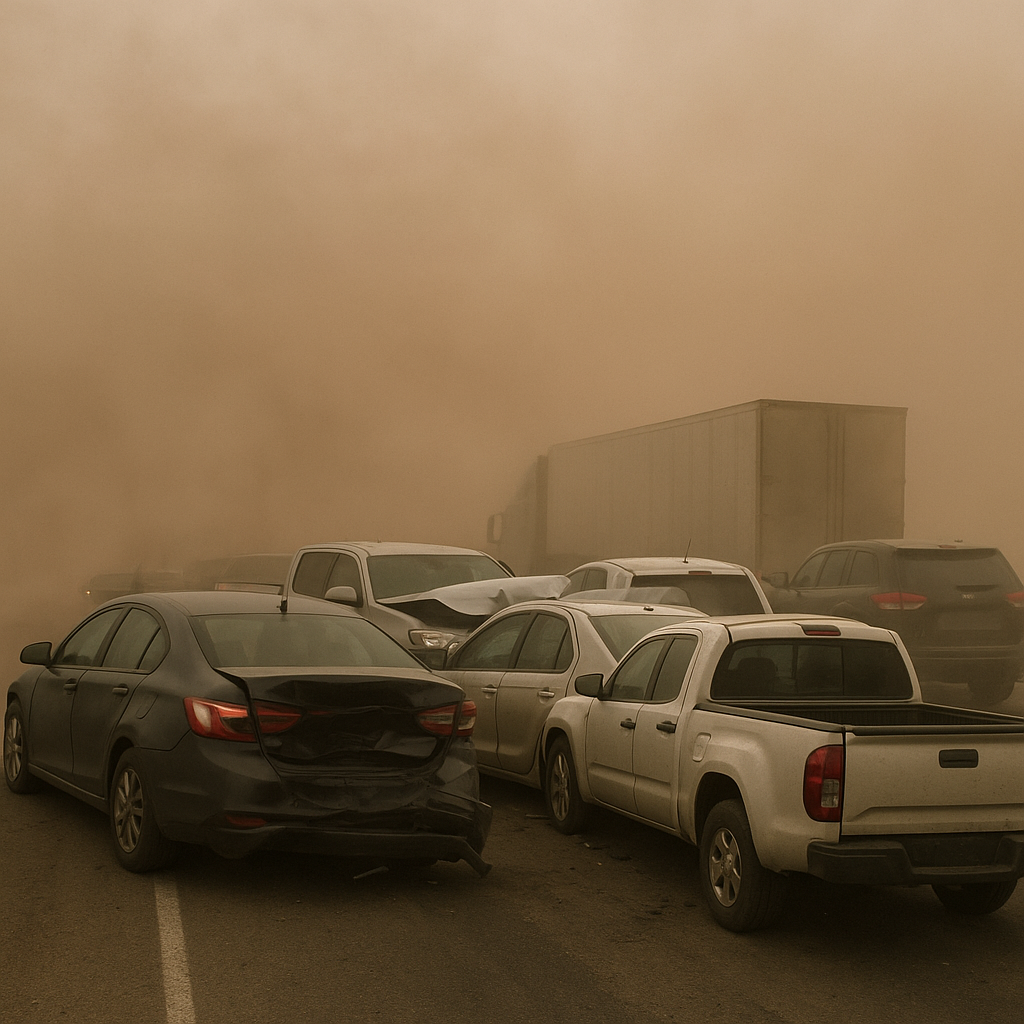 dust storms multi vehicle pileups illustration for How dust storms increase multi vehicle pileups