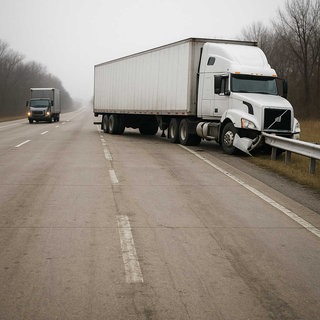 Illustration of How faded lane markings increase truck accident risk