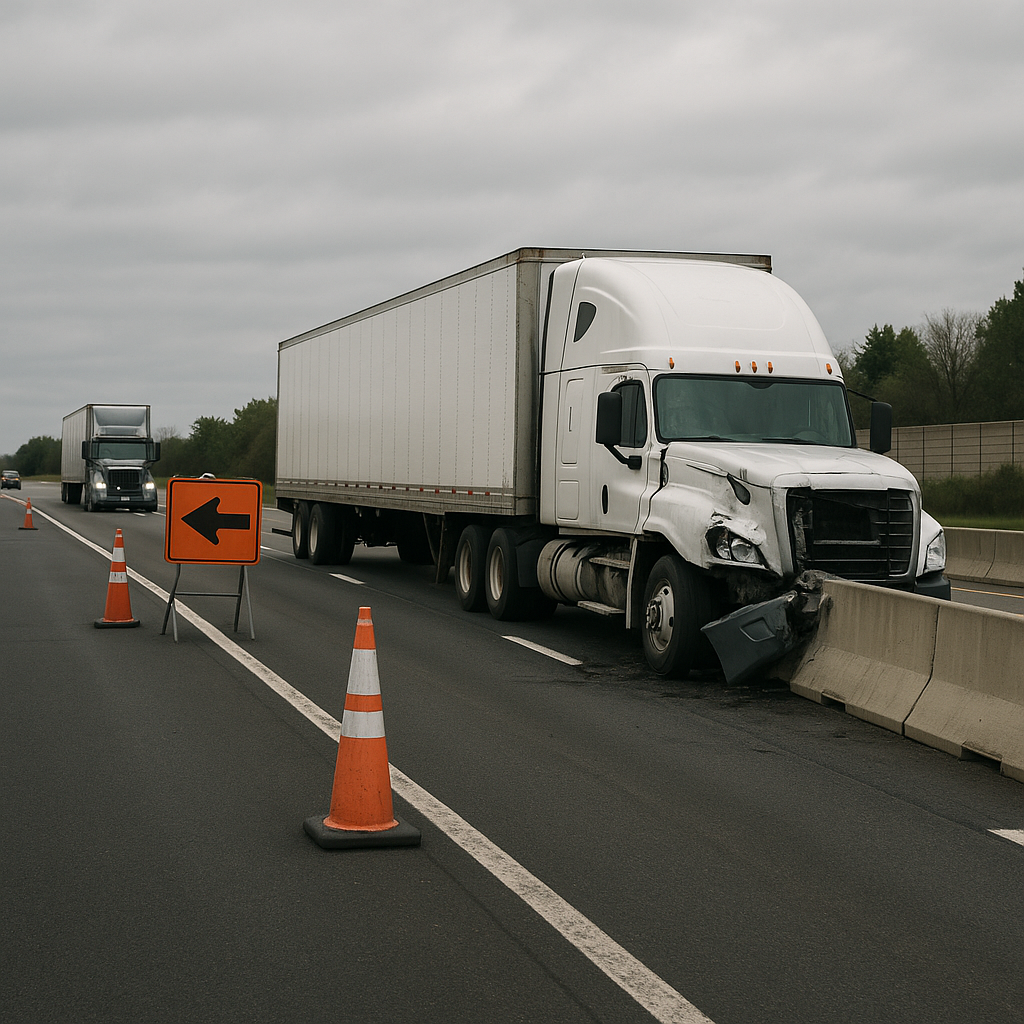 Illustration of How lane closures impact semi truck collisions