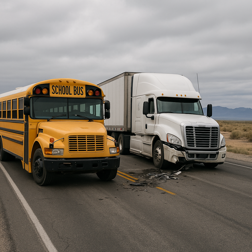 Nevada responds truck crashes school buses illustration for How Nevada responds to truck crashes involving school buses