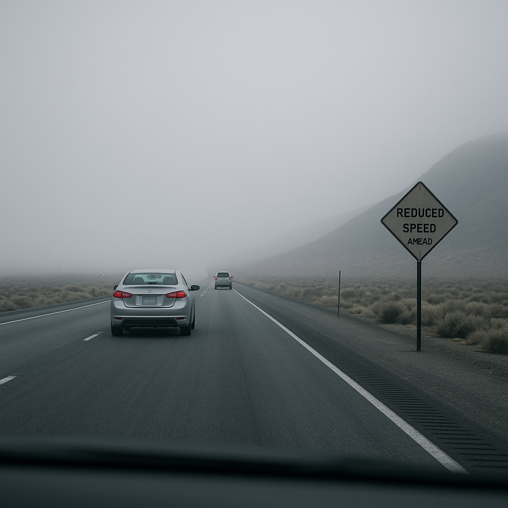 Illustration of How Nevada visibility impacts safe following distance