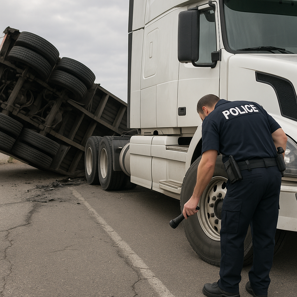 police check tire conditions semi truck accident illustration for How police check tire conditions after semi truck accidents