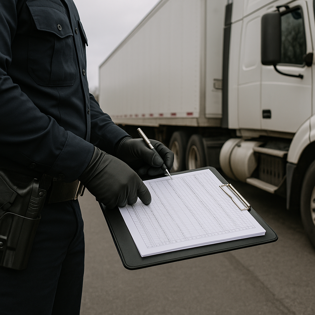 Illustration of How police document truck driver logbook information