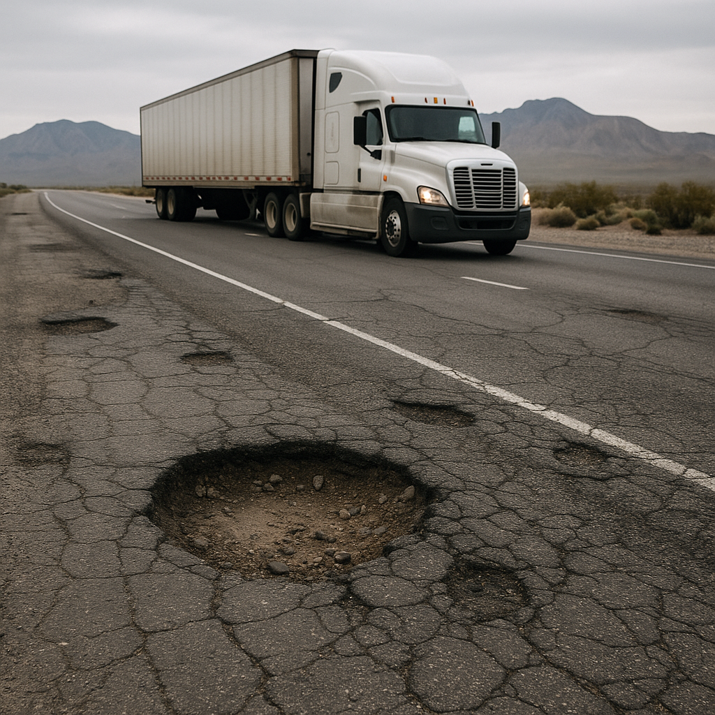 potholes affect truck accident risk Nevada illustration for How potholes affect truck accident risk in Nevada