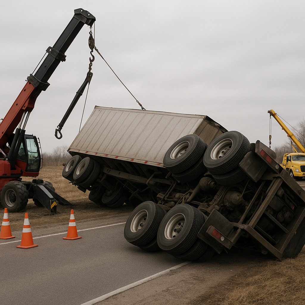 rescue crews handle semi rollovers illustration for How rescue crews handle rollovers involving semis