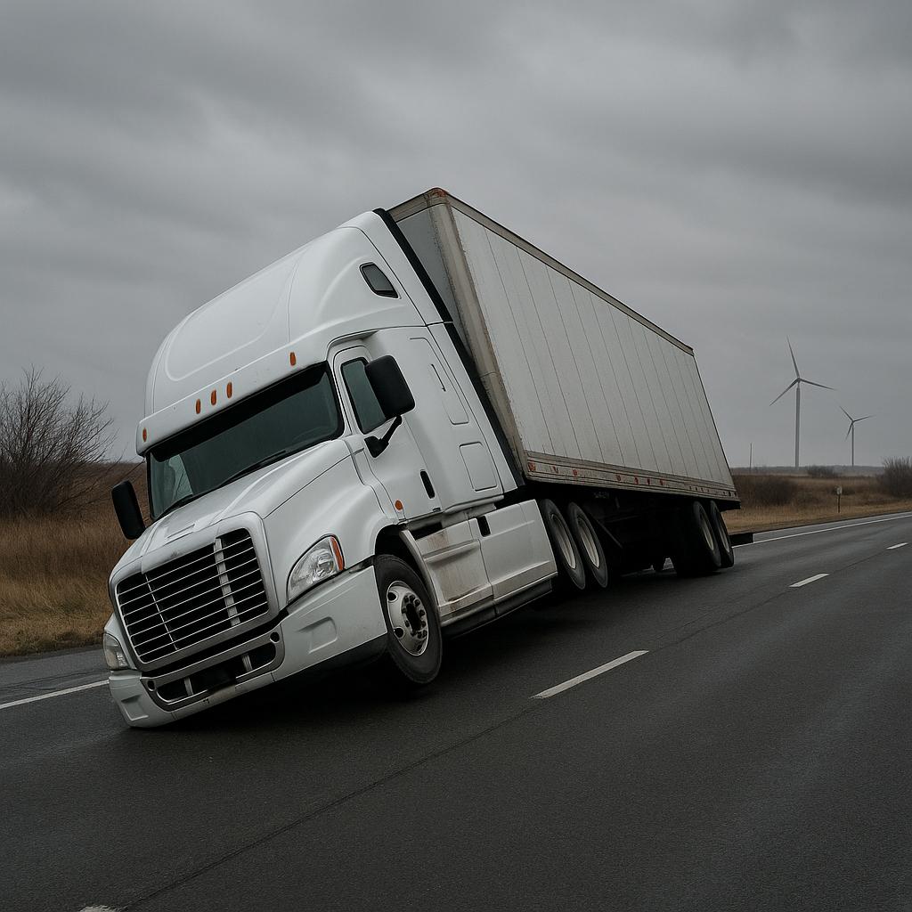 Illustration of How wind gusts affect semi truck stability
