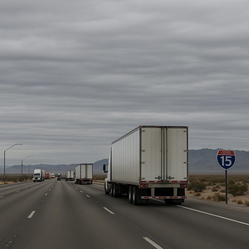 I-15 freight corridor Nevada truck traffic illustration for I-15 freight corridor and truck traffic in Nevada