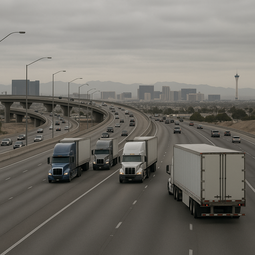 I-215 beltway freight traffic Las Vegas illustration for I-215 beltway freight traffic around Las Vegas