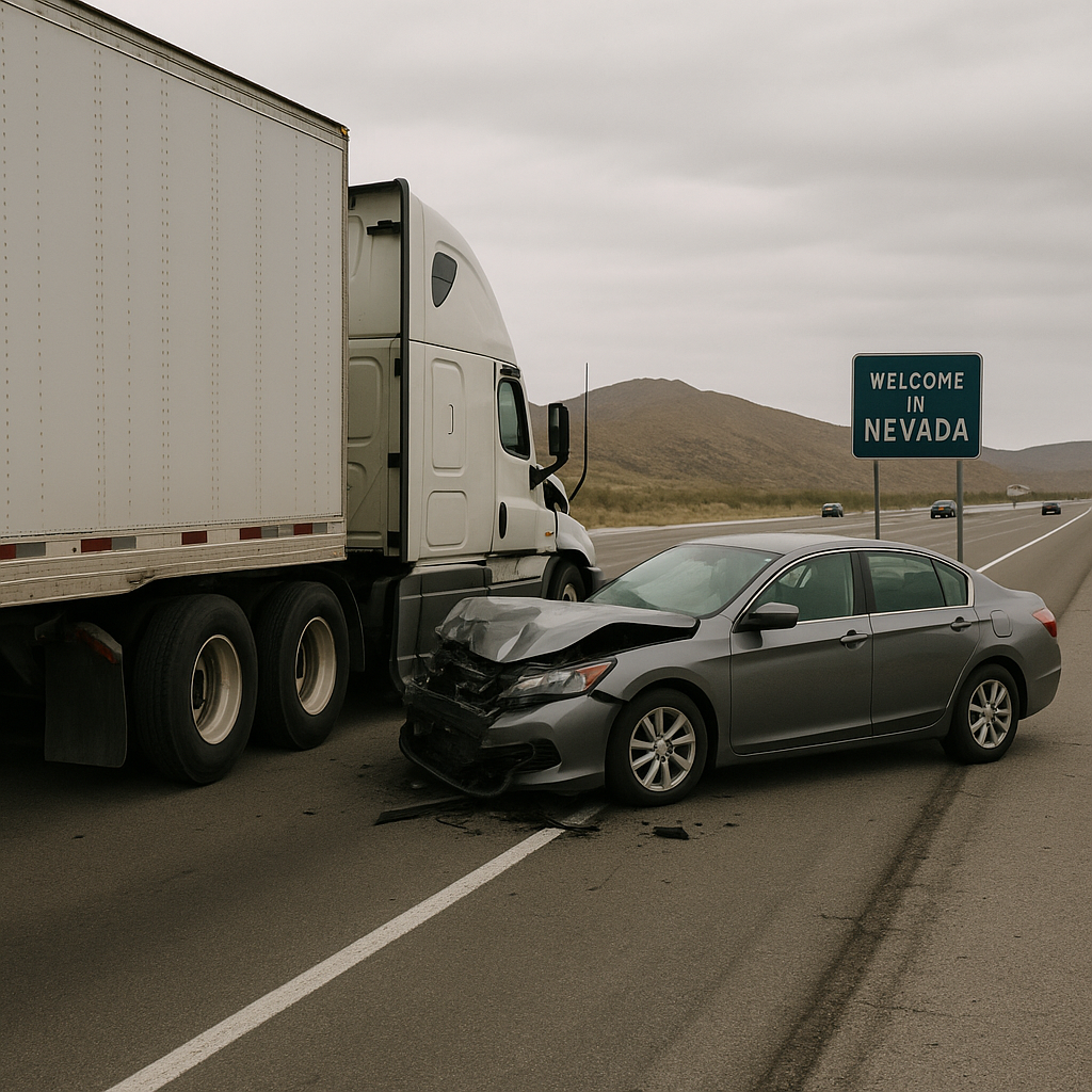 Nevada truck accident patterns merging crashes illustration for Nevada Truck Accident Patterns Involving Merging Crashes: Key