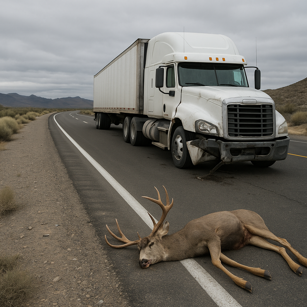 Illustration of Nevada truck crash patterns wildlife collisions