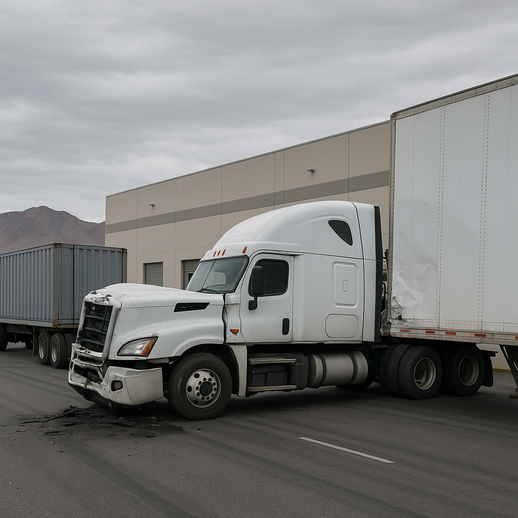Illustration of Nevada trucking accident trends near warehouses reveal rising safety concerns