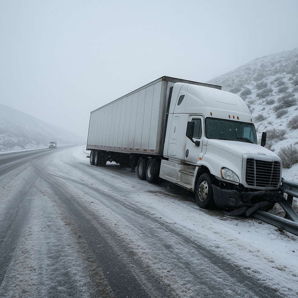 Nevada winter weather semi truck crash risks illustration for Nevada winter weather and semi truck crash risks
