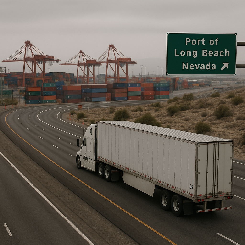 Port of Long Beach freight impact Nevada illustration for Port of Long Beach freight impact on Nevada truck traffic