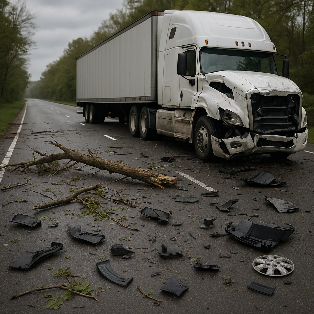 road debris after storms truck crash dangers illustration for Road debris after storms and truck crash dangers