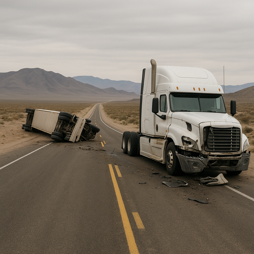 desert highway Nevada truck crashes illustration for Truck crash patterns on desert highway stretches in Nevada