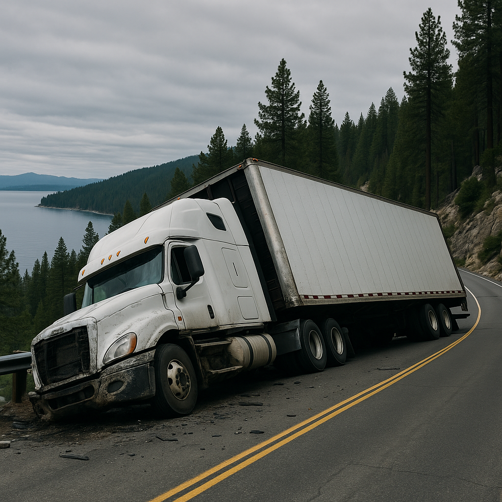 Lake Tahoe Nevada truck crash risks illustration for Truck crash risks near Lake Tahoe Nevada roads