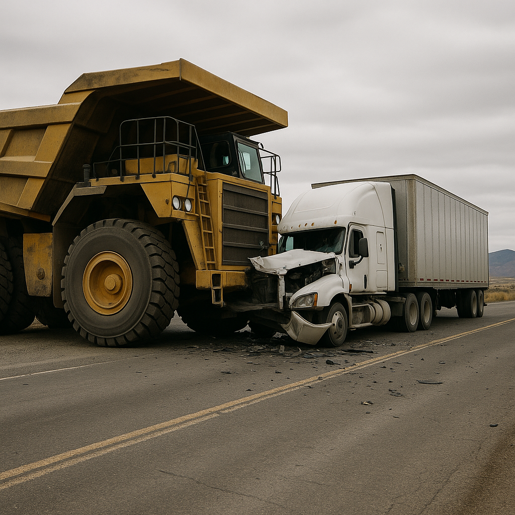 Nevada mining haul truck crash illustration for Truck crash risks near mining haul routes in Nevada