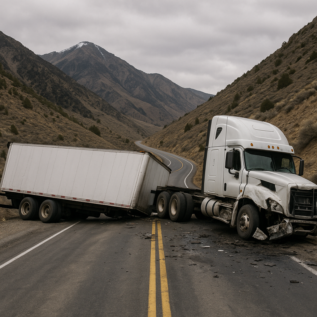 Nevada mountain pass truck crash illustration for Truck crash risks on mountain passes in Nevada
