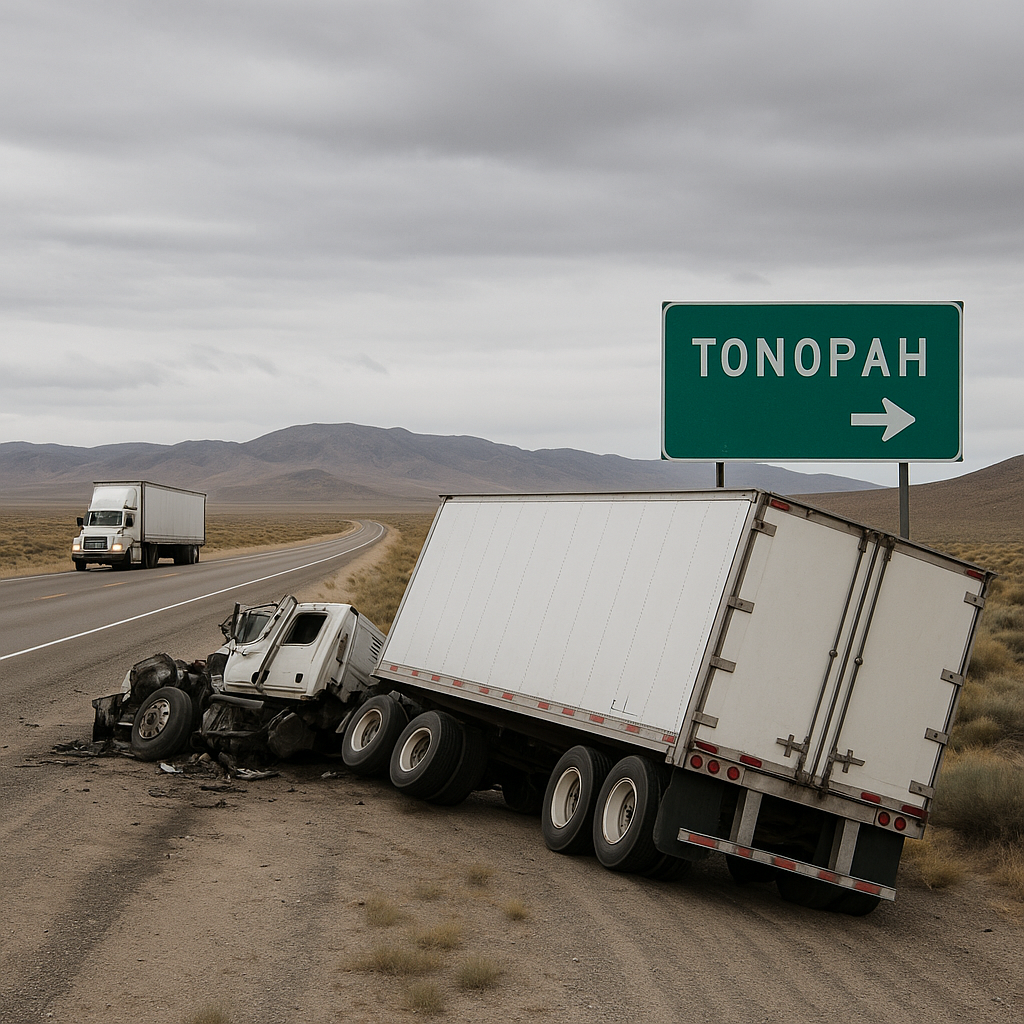 Illustration of Truck crash trends near Tonopah Nevada reveal rising concerns on local roadways