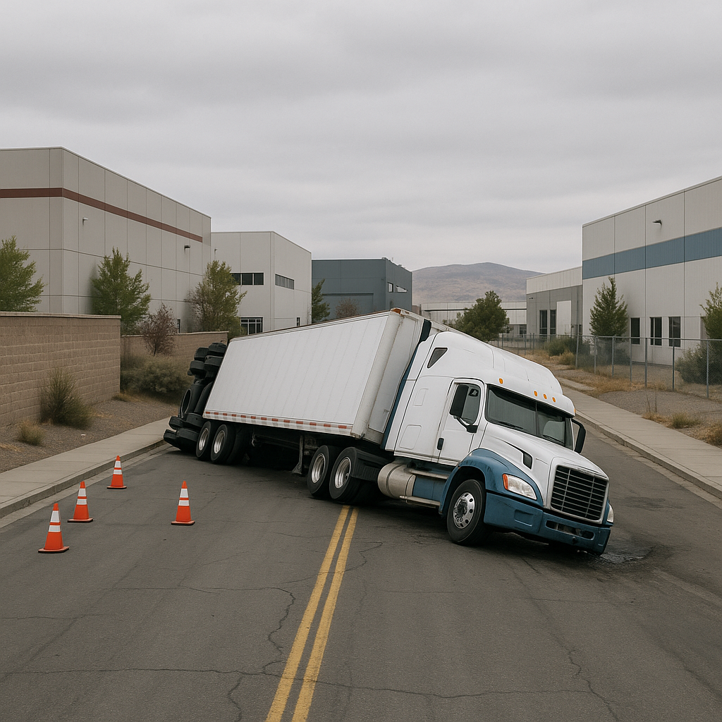 Reno Sparks industrial truck crashes illustration for Truck crashes near industrial parks in Reno Sparks
