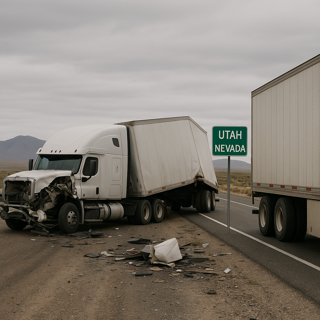 Illustration of Utah Nevada border truck crash patterns reveal critical safety insights