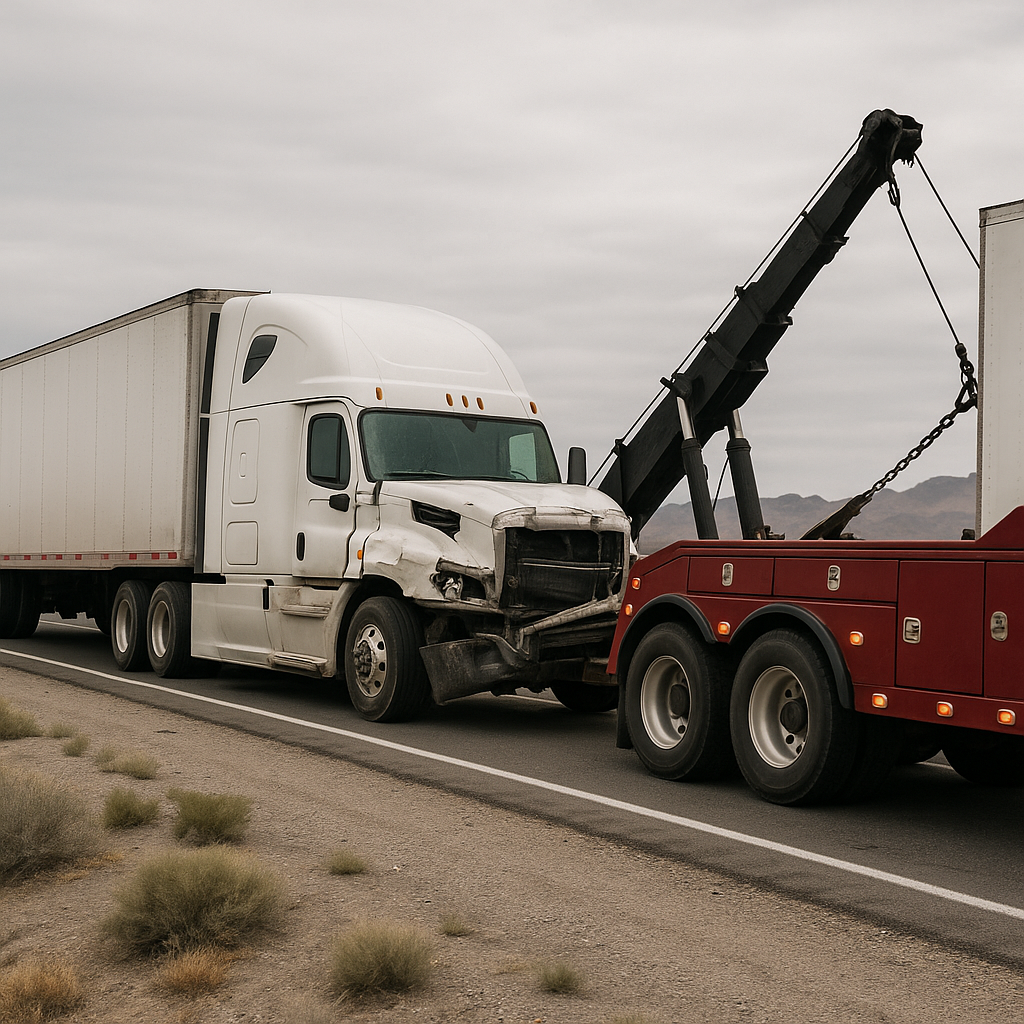 semi truck towed after crash Nevada illustration for What happens when a semi truck is towed after a crash