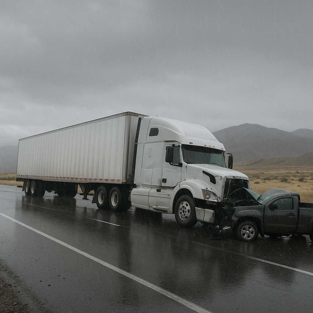 rain increases truck crash severity Nevada illustration for Why rain increases truck crash severity in Nevada