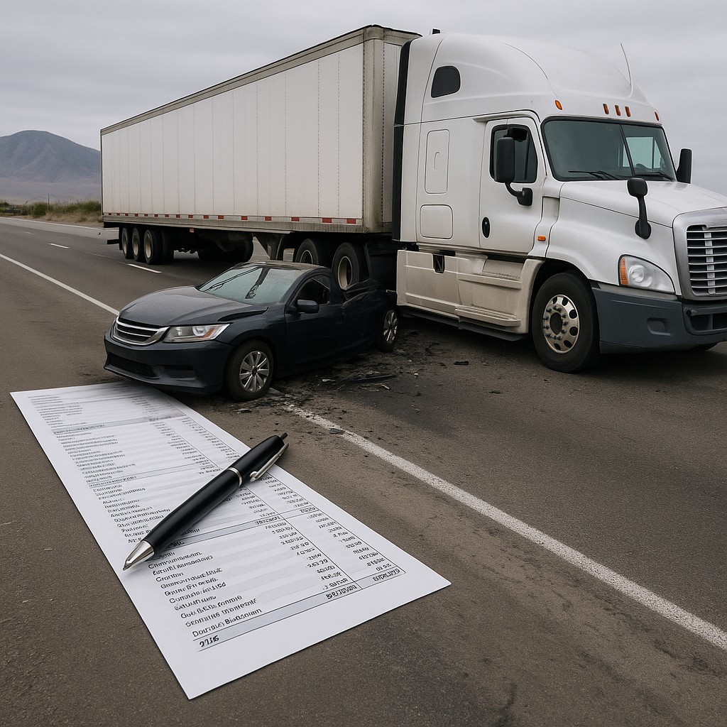 recover lost wages Nevada semi truck crash illustration for Can I recover lost wages after a Nevada semi truck crash