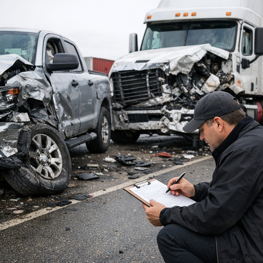 vehicle damage evaluation truck accident illustration for How Insurance Evaluates Vehicle Damage After Truck Accidents