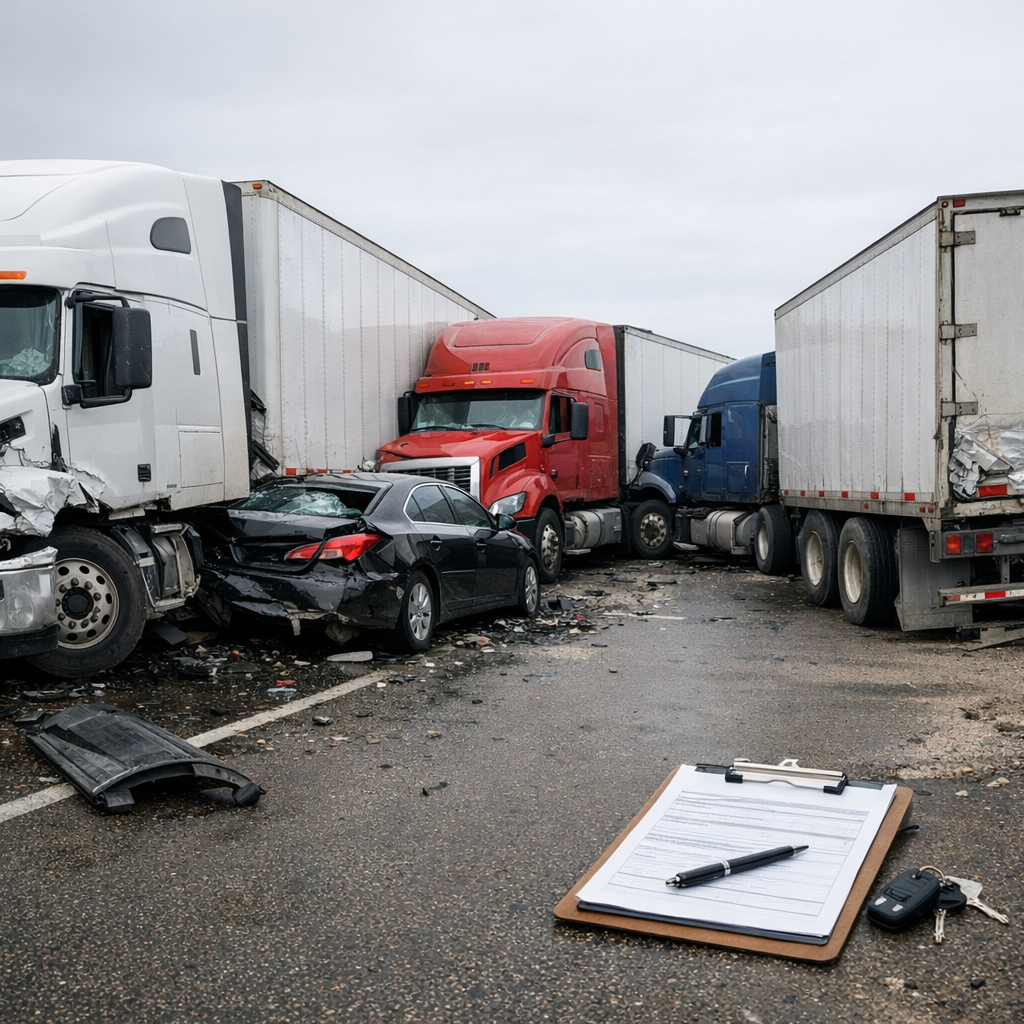 multi vehicle truck accident insurance illustration for How Insurance Handles Multi Vehicle Truck Accidents