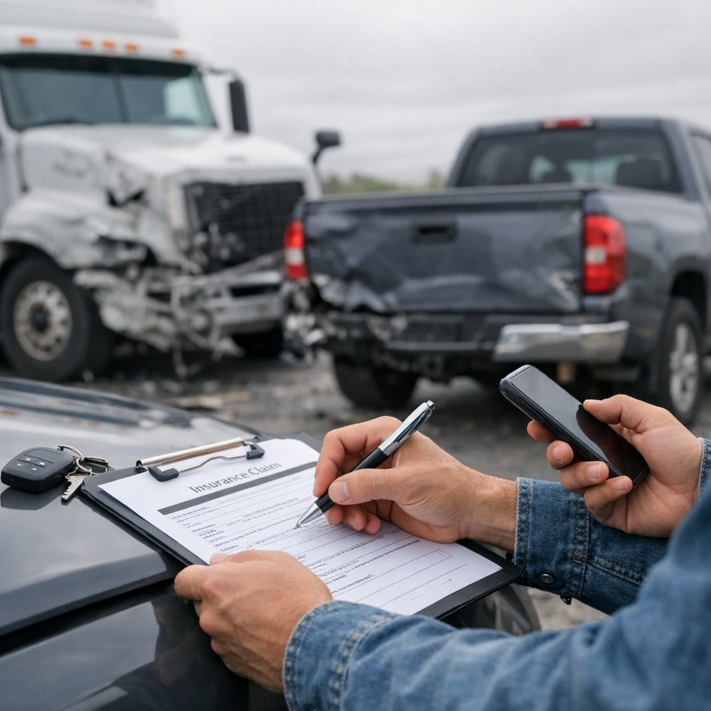 file truck accident insurance claim illustration for How to File an Insurance Claim After a Truck Accident