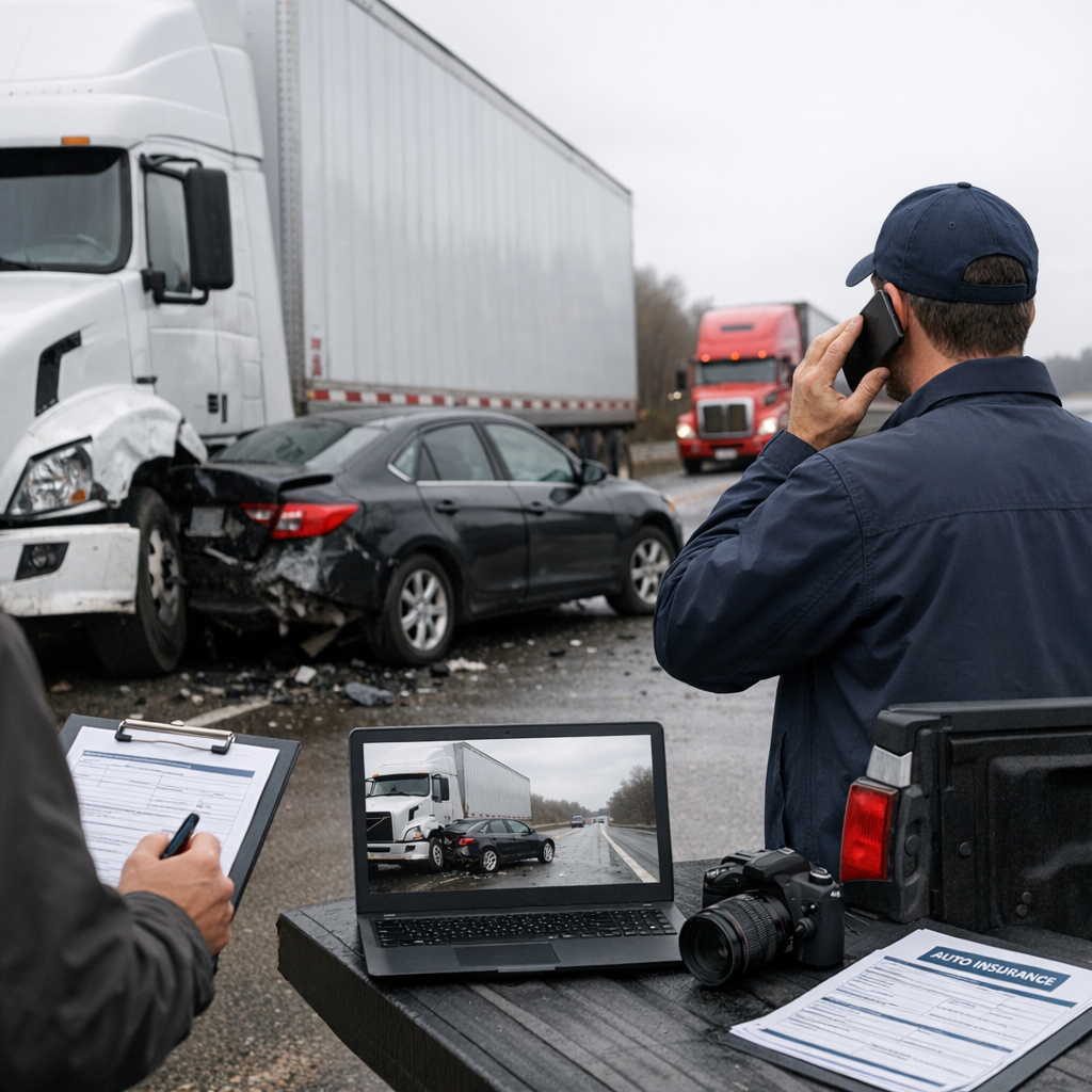 trucking accident reporting insurance illustration for How Trucking Companies Report Accidents to Insurers