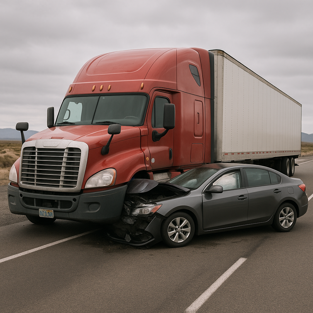 semi truck driver out of state Nevada crash illustration for What happens if the semi truck driver is from out of state