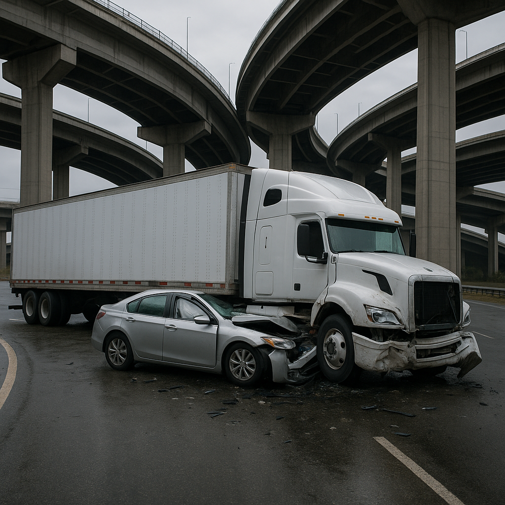 Spaghetti Bowl dangerous truck crashes illustration for What is the Spaghetti Bowl and why is it dangerous