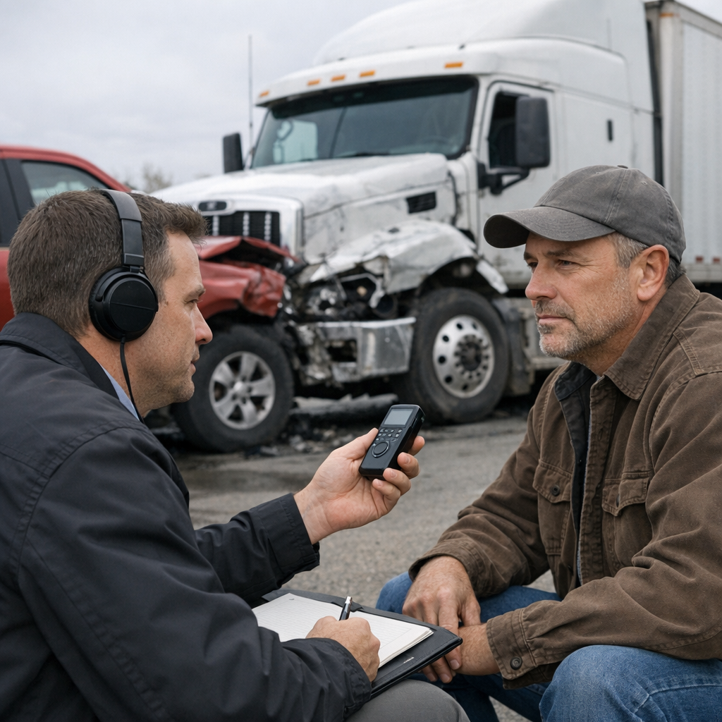 insurance recorded statement truck accident illustration for Why Insurance Companies Request Recorded Statements